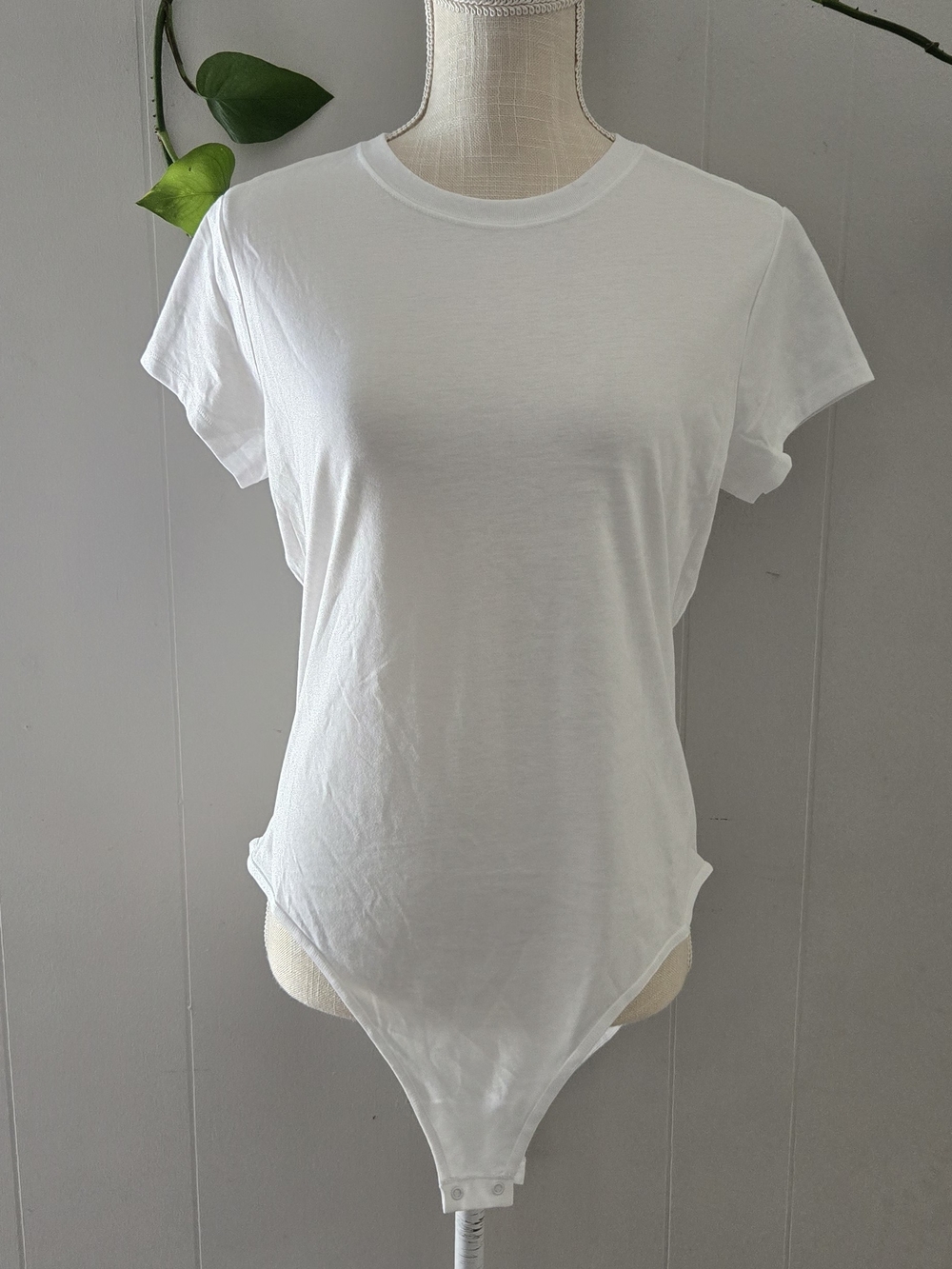 Skin White Crewneck Short Sleeve Bodysuit